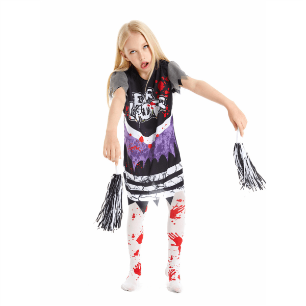 Barn Jenter Halloween Zombie Fearleader Cosplay Cheerleading S