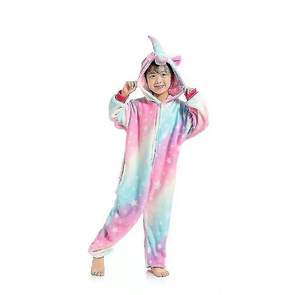 Lasten Onesie Flanellipyjamat Sarjakuva eläinhahmon puku hupulla Talven kotiasu Milky Way Starry Sky Pegasus