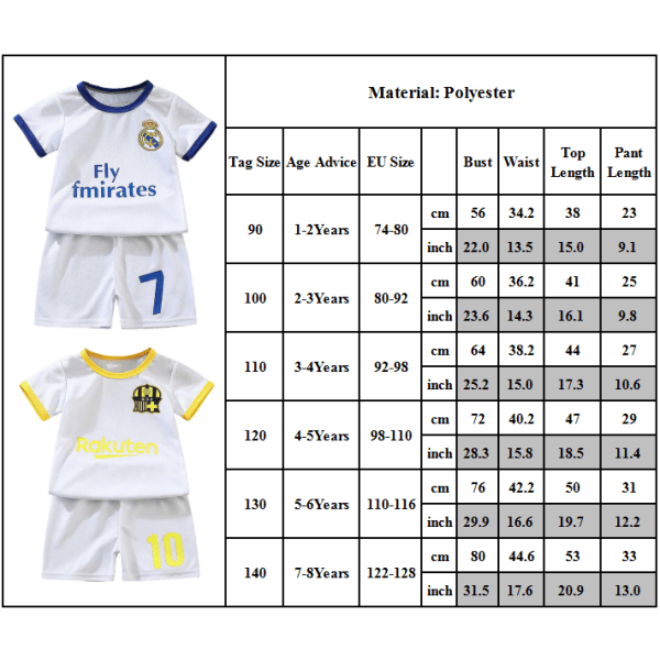 Fodbold Træningsdragt Børn Drenge T-shirts Shorts Træningsdragt Sæt Fly fmirates 7 7-8 år = EU 122-128