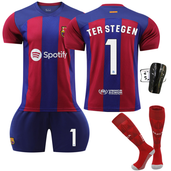 23-24 Barcelona Home Soccer Kits #1 Ter Stegen Training Kit Kids 26(140-150CM)