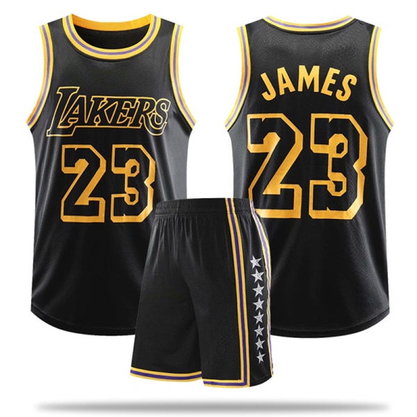 Mordely #23 LeBron James Baskettröja Set Lakers Uniform för Barn Vuxna - Svart 0 24 (130-140CM)