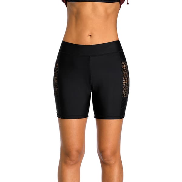 Svømmeshorts til kvinder, udhulet, hurtigtørrende, elastiske mesh-sømme Black Tag M