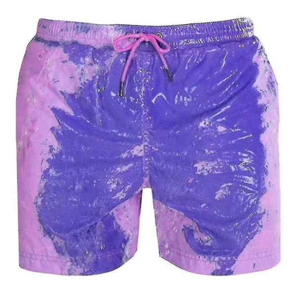 Maaginen Change Color Rantashortsit Miesten uimahousut Uimahousut Nopeasti kuivuva kylpy Pink