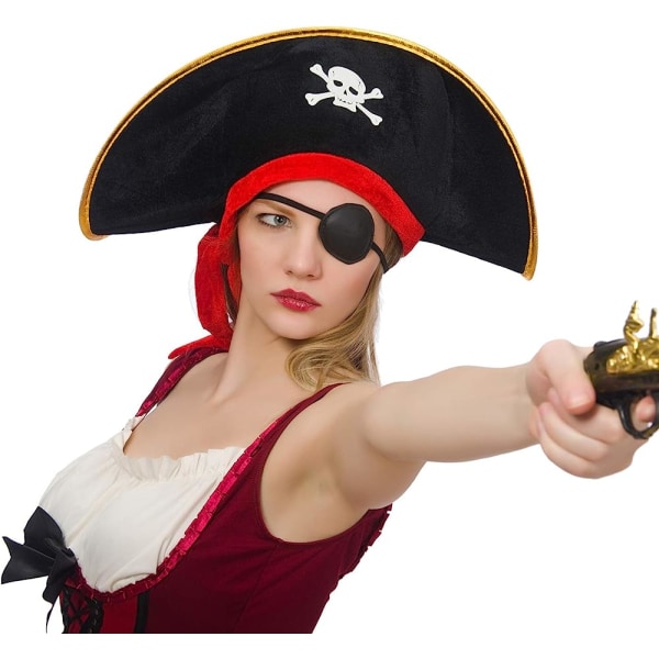 4 stykker pirathat Klassisk tryk Piratkaptajnkasket til Halloween Masquerade Party Cosplay Hat Rekvisitter