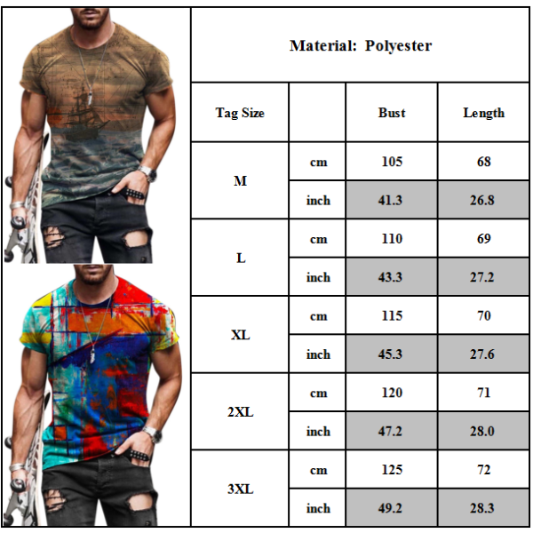 Kortærmet abstrakt print til mænd - sommer afslappet skjorte - Herre XL