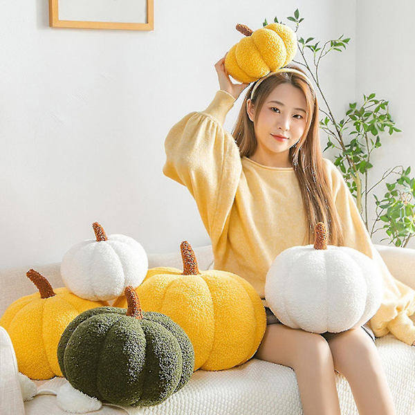Halloween gresskar pute dekor, gresskar plysj pute fleece fylte gresskar dekorasjon Halloween gresskar pute pute til sofa, myk Halloween pumpe orange 7.87*3.93in