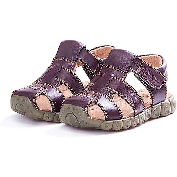 Unisex barnsandaler i mjukt läder med stängd tå brown 34