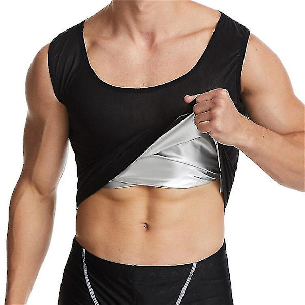 Herr Shapewear Waist trainer Hot Bastu Kostymer Termo Sweat Linnen Body Shaper Slimming Underkläder Kompressionsträningströja,silve 2XL 3XL