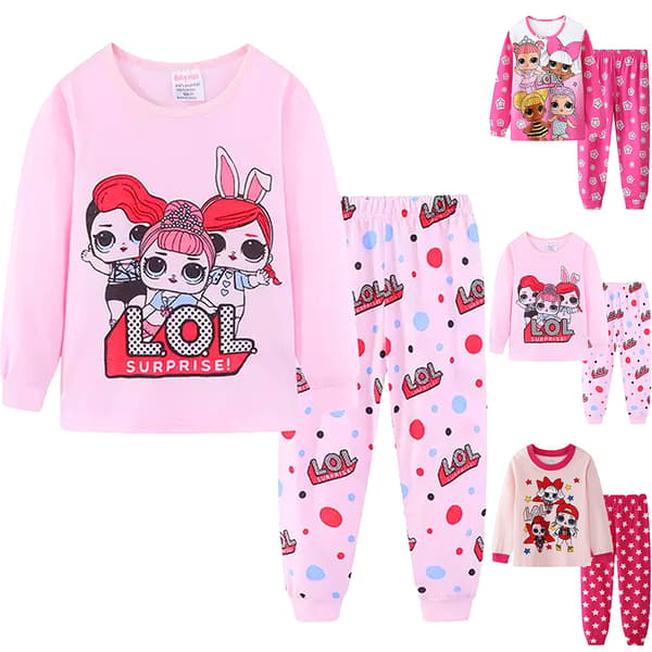Kid Girls Pyjamas långärmade toppar med byxor Sovkläder Set A A 100cm
