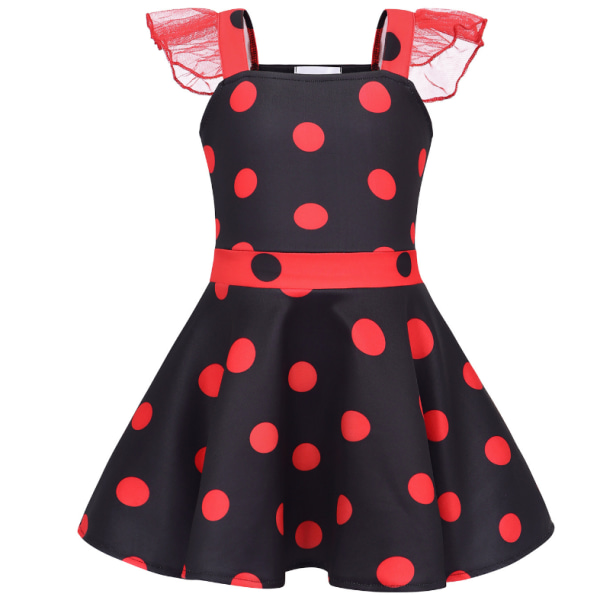 Flickor Polka Dots Ladybug Dress Up Kostym black 130cm