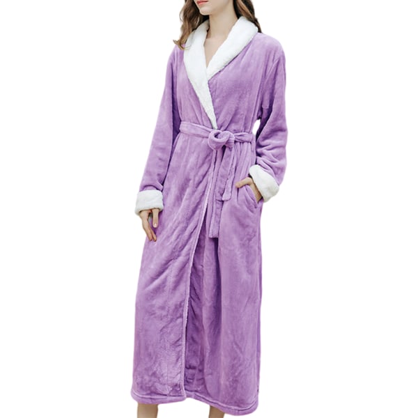 ong Robe Warm Holder badekåben varm Natkjole Hudvenlig Purple L