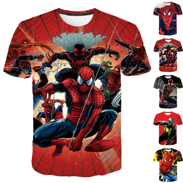 Spider-Man lyhythihainen T-paita pojille ja tytöille Casual Top T-paita B 110cm