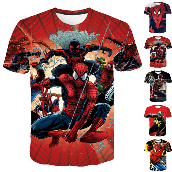 Spider-Man lyhythihainen T-paita pojille ja tytöille Casual Top T-paita B 140cm