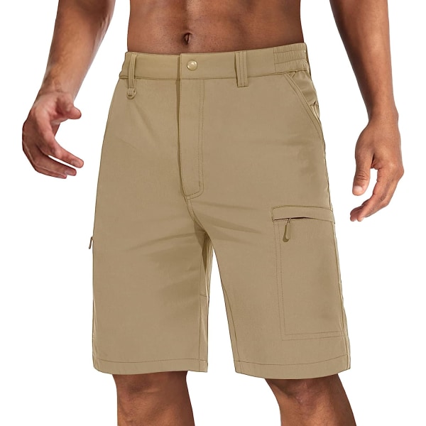 HAUFR Herre Hiking Cargo Quick Dry Shorts Lett campingshorts med 5 lommer Khaki 40