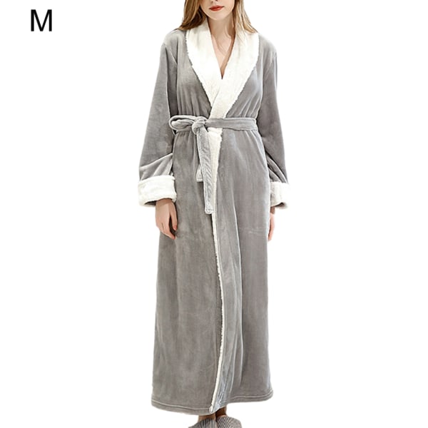 Long Robe Warm Holder badekåben varm Natkjole Hudvenlig Grey M