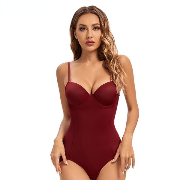 Fashion One-piece Corset Shaper Fajas Bodysuit for kvinner Winered XXL