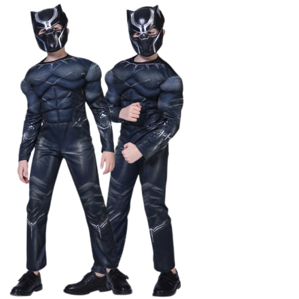 Halloween Muscle Costume Cosplay Barnens Hulk Costume Avengers Anime Costume (Muscle Panther + Mask) M