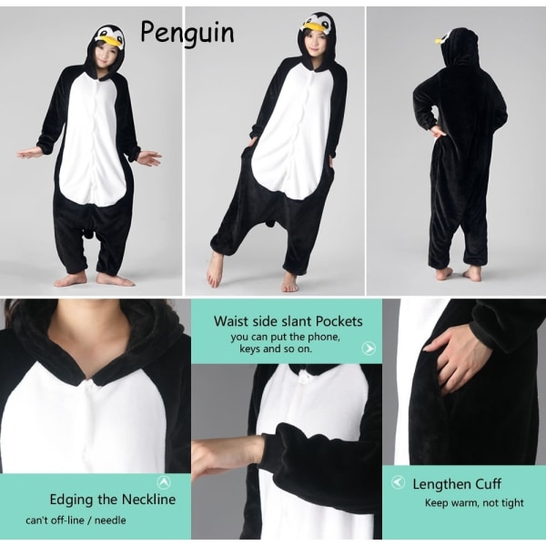 Fancy Cosplay Kostym Onesie Pyjamas Vuxen Nattkläder Pingvin M