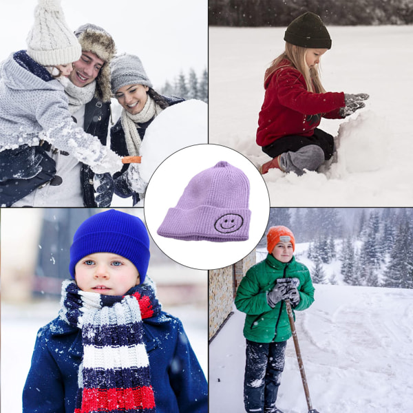 Baby til alderen 0-3 efterår/vinter strikket uld pullover huer purple