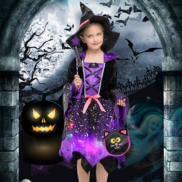 Halloween Cosplay Anime Kostume Witch Glowing Dress til børn XL