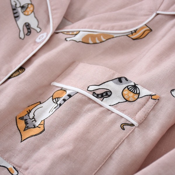 Summer Lovers Gaze Cotton Pyjamas Set Søt tegneserie trykt