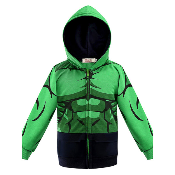 Superhjälte Spider-Man Print Barn Hoodie Zip Jacka Hooded Tops The Incredible Hulk 120cm