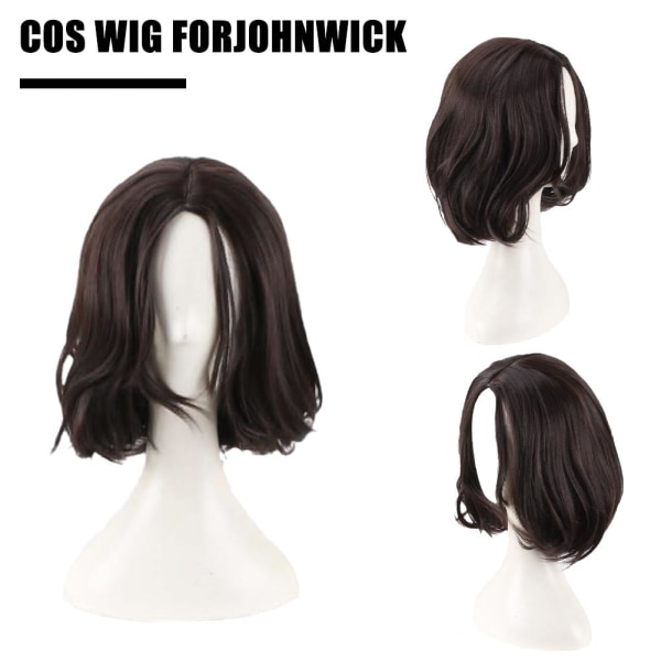 Naturlig paryk til John Wick Cosplay paryk Sort kort bølget hår paryk