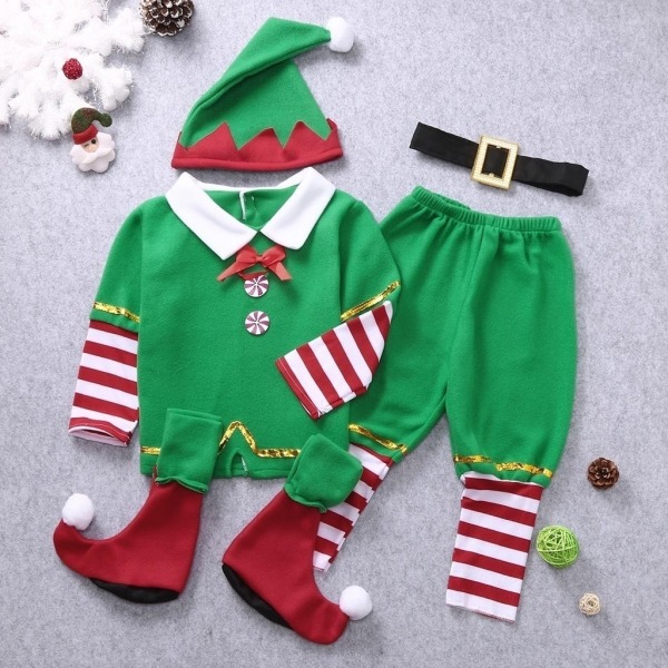 Baby Gutter Jenter Halloween Julekostyme Cosplay Customes rød 130 (For høyde 126-135cm) green 120 (For height 116-125cm)