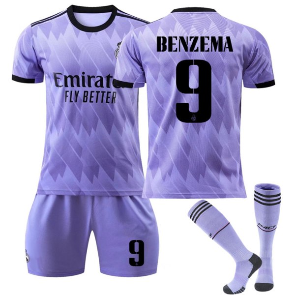 Real Madrid Ude lilla nr. 9 Benzema nr. 20 Vinicius Fodboldtrøje #9 12-13Y