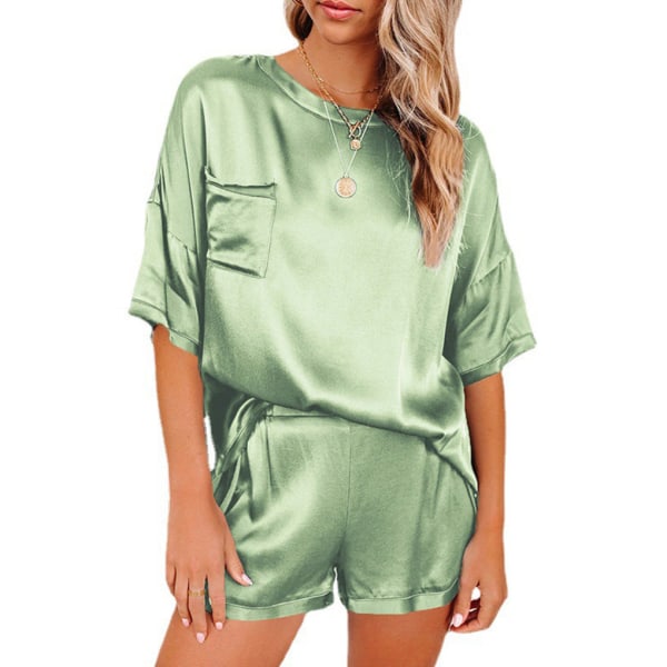 2st Kvinnor Pyjamas Set Kortärmad Summer Sleepwear Green L