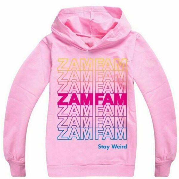 Kids ZAMFAM Print Hoodie Pullover Top Jumper Huvtröja pink 140cm