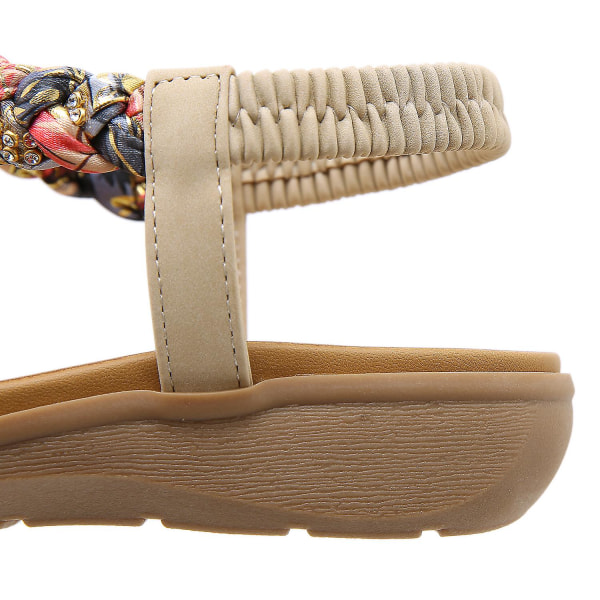 Sommer nye kvinners sandaler Elastisk bånd Lette og komfortable sandaler Apricot EU 39