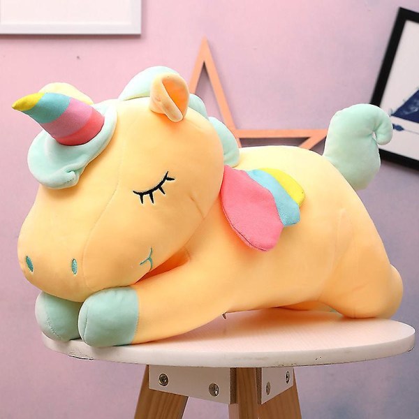 Creative Angel Unicorn Doll Rainbow Pony Plysjlekeputegave Yellow 30cm