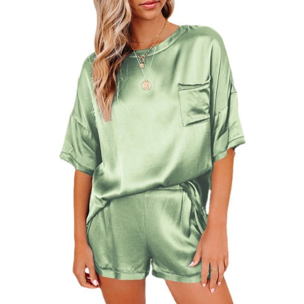 2st Kvinnor Pyjamas Set Kortärmad Summer Sleepwear Green M