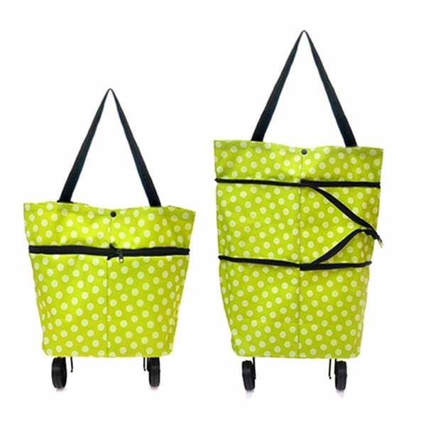 Smart sammenleggbar handlepose på hjul hvit green one size