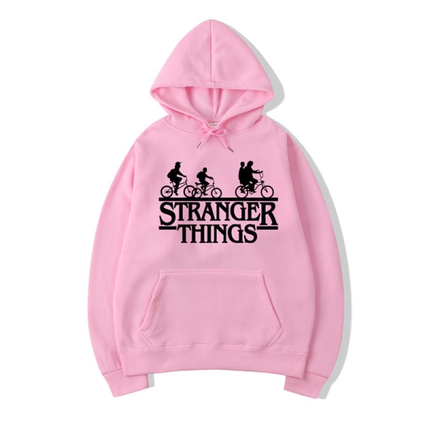 Stranger Things Painettu huppari Musta vyöpusero Naisten Pink 2XL