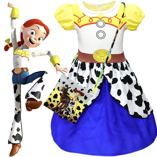 Barn Jenter Cosplay Fest Toy Story Jessie Kjole Fin Kjole 130cm 110cm