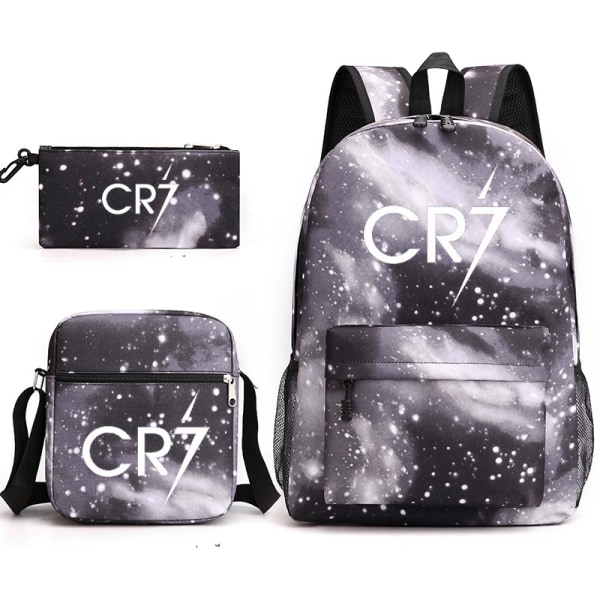 CR7C Luo Youth Fashion Ryggsäck Starry Sky Grey Tre delar Set