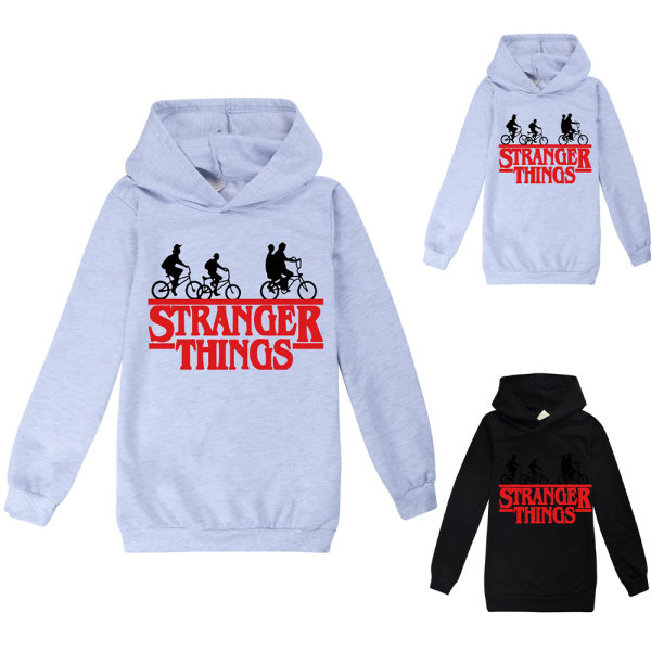 Kid Stranger Things Pullover Hettegenser Løs Casual School Outdoors Grey 160cm