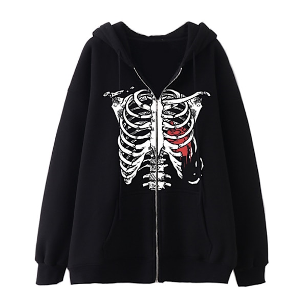 Unisex-hupparit Ylimitoitettu Rhinestone Skeleton -huppari XL