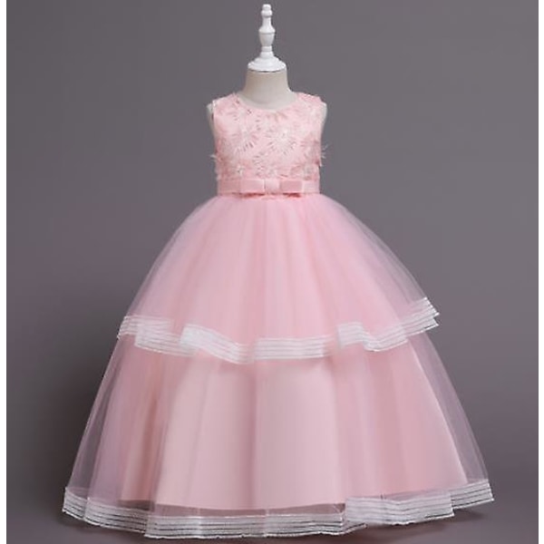 Tjejklänning, sommar prinsessklänning och gasväv 3-12 år rosa pink 130