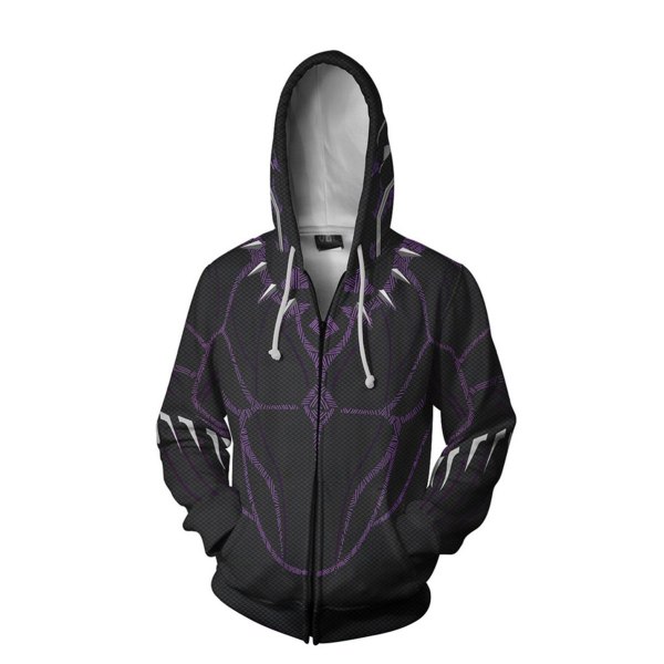 Marvel Super and Heroes Black Panther 3D collegepaita Digital Prin Purple Black Panther zipper 5XL