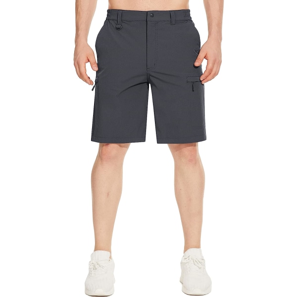 HAUFR Herre Hiking Cargo Quick Dry Shorts Letvægts campingshorts med 5 lommer Dark Grey 34