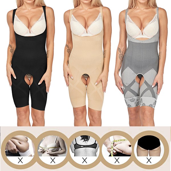 Dame Shapewear Dam Body Shaper GRÅ L-XL Grå Grey L-XL