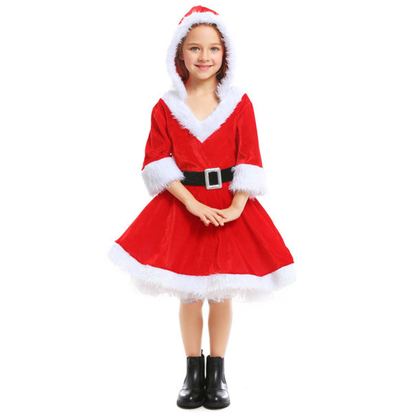 Jultomten Xmas Klänning Barn Flickor Cosplay Kläder XL