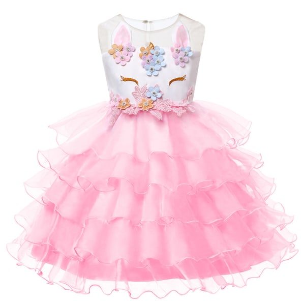 Kids Unicorn Mesh Hame Tutu Hame Performance Dress Tutu Mekko pink 140cm