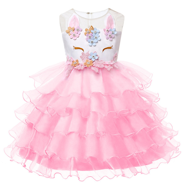 Kids Unicorn Mesh Nederdel Tutu Nederdel Performance Kjole Tutu Kjole pink 140cm