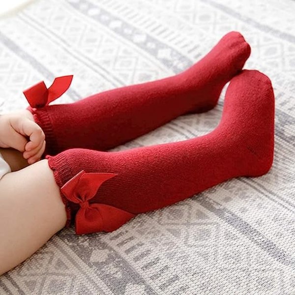 Baby jenter knestrømper 6-delt bowknot sokker Infant Plea