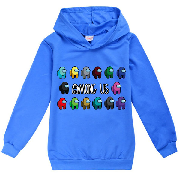 Among us Game Kids Hoodie Sweatshirt Pojkar Flickor Streetwear Deep blue 170cm