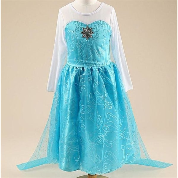 Elsa prinsessa klänning +4 extra tillbehör LightBlue 120  cm